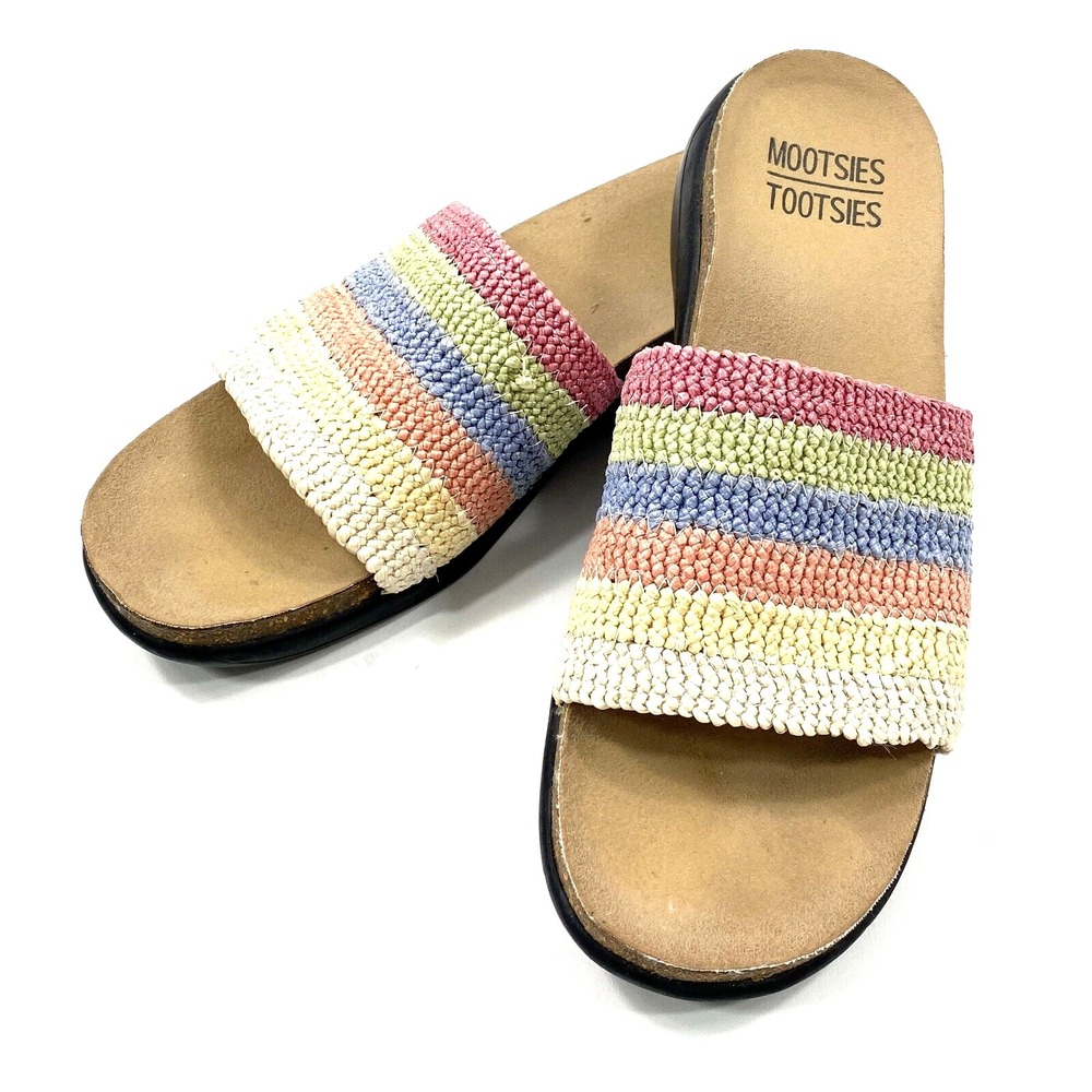 Slide Sandals Tootsies Bright Multi-Colored Women's Size 8 (M)